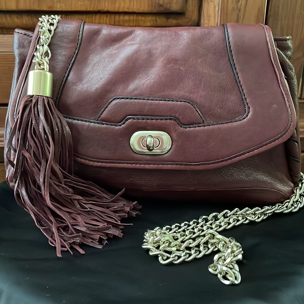 EUC VINTAGE CYNTHIA ROWLEY BURGANDY LEATHER CROSS BODY BAG